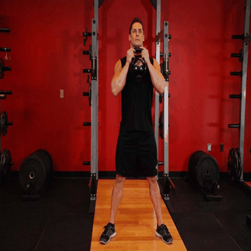 Animated demo of the goblet squat exercise