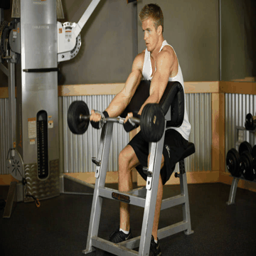 Animated demo of the preacher curl exercise